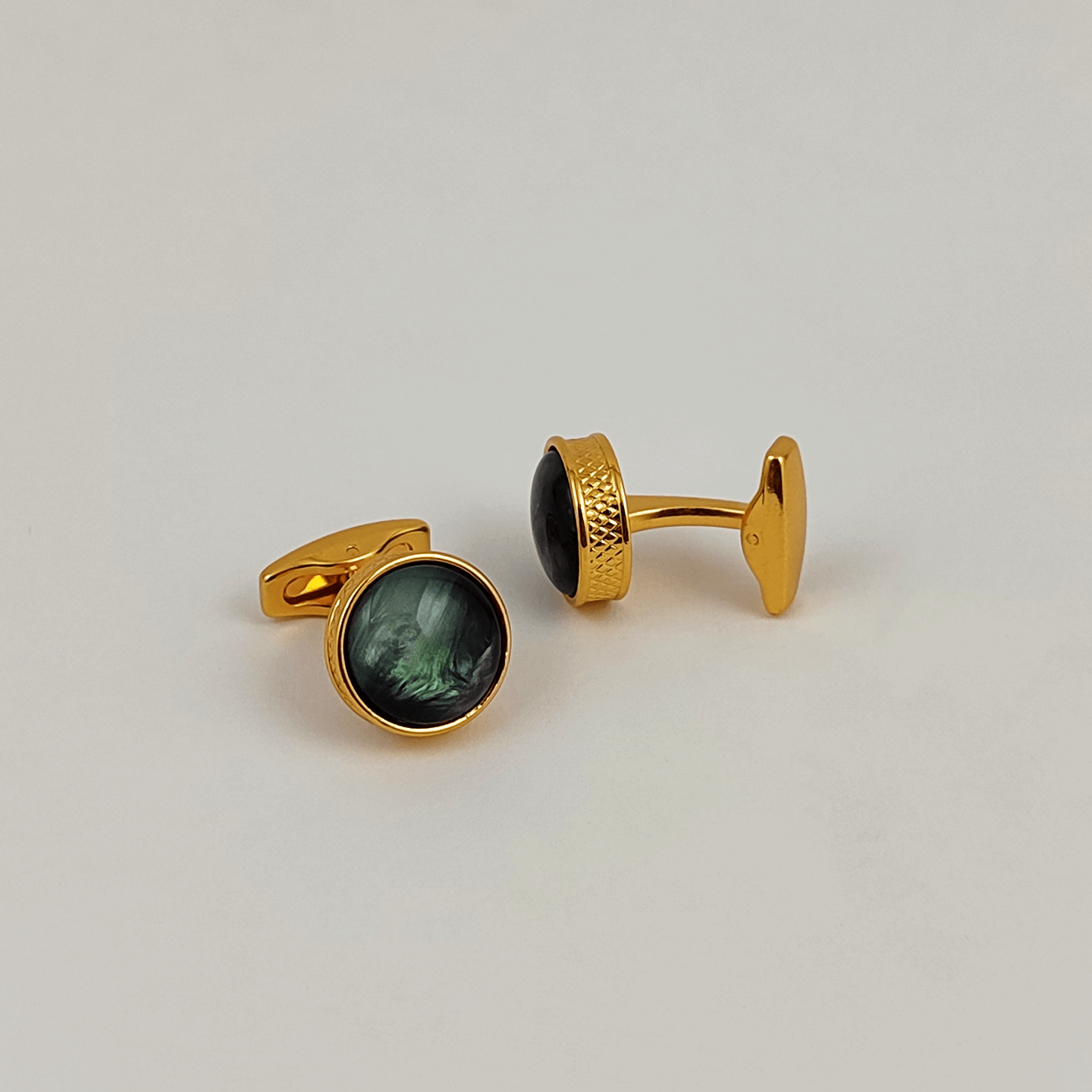 Golden and Crystal Grey Cufflinks