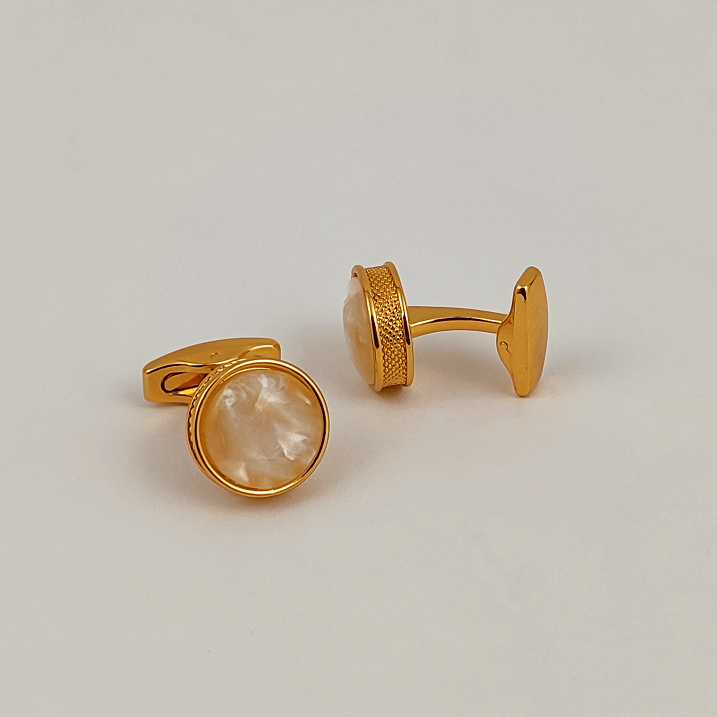Golden and Crystal White Cufflinks