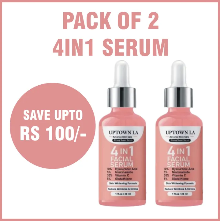 Uptown LA 4in1 Super Skin Glowing Serum (Pack of 2) | Niacinamide, Vitamin C, E & HA